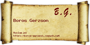 Boros Gerzson névjegykártya